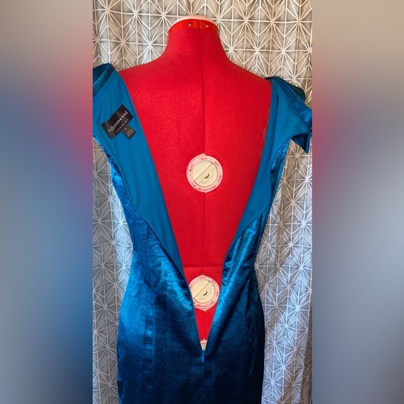 Y2K Retro Metallic Blue Party Dress - Picture 6 of 8